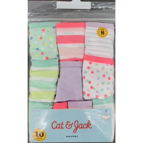 Cat & Jack Girls Size 8 Cotton‎ Hipster 10 Pack New - Picture 1 of 4